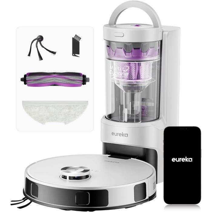 E20 Evo Plus Robot Aspirateur Laveur Avec Station Sans Sac Aspiration 10000 Pa Aspirateur Robot AutovidangeAnti Enchevêtrement Po