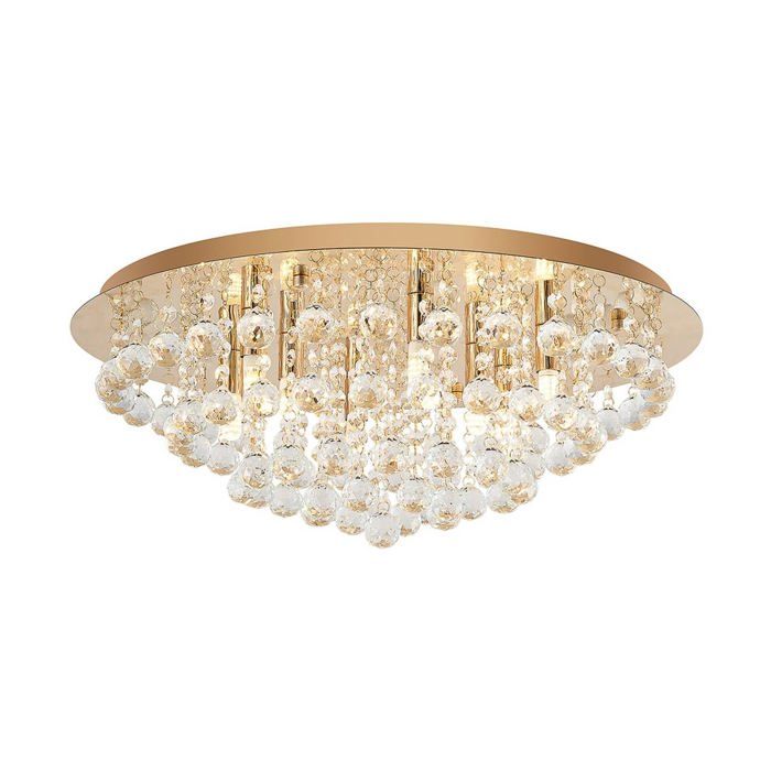 Lindby Plafonnier Gillion à intensité variable (Moderne) en Doré Cristal e. a. pour Salon & Salle manger (à 8 lampes G9) cristal