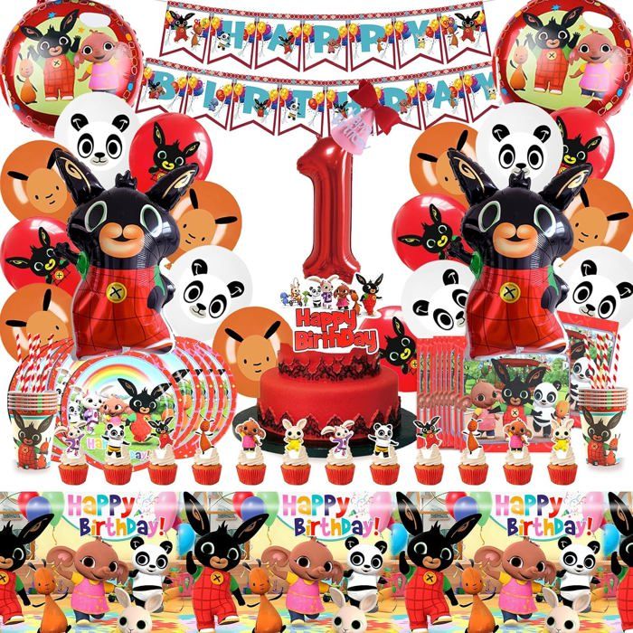 Anniversaire Bunny 1 Ans Décoration Anniversaire Bunny Ballon Serviette En Papier Décoration De Gâteau Nappe Convient Pour D