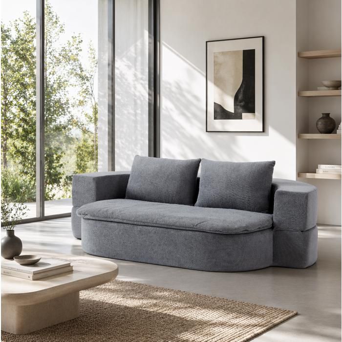 Canapé convertible 2 places gris clair canapé-lit futon pliable 200x130 cm avec 2 coussins housse déhoussable VEVXYN
