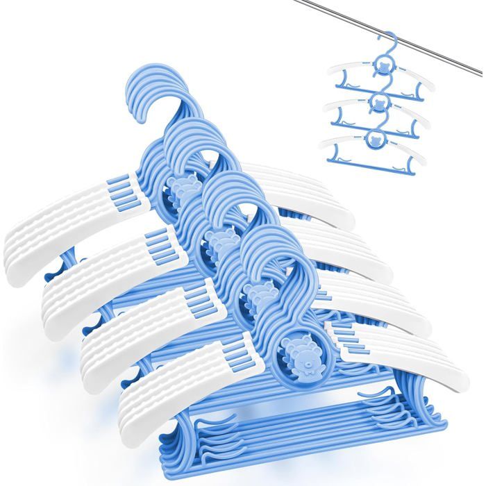Cintre enfant télescopique 28-36 cm - lot de 20 plastique bleu antidérapant et empilable pour bébé