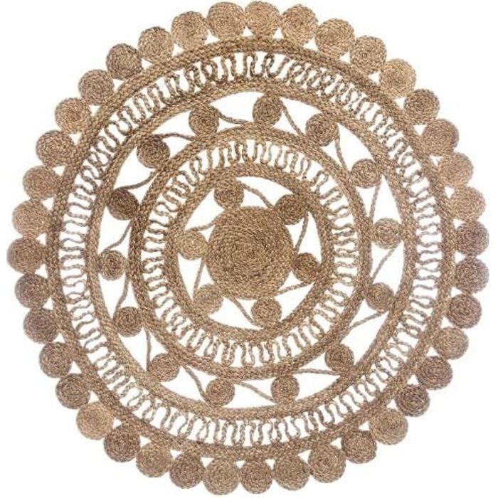 tapis rond jute dentelle diametre 120 cm atmosphera achat vente tapis cdiscount