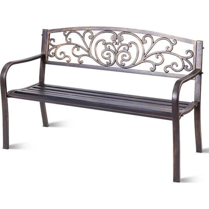 COSTWAY Banc de Jardin 2 Places Banquette Extérieure 127 x 60 x 85cm en Fonte et Acier Romantique - pour Jardin Parc Terrasse Balcon