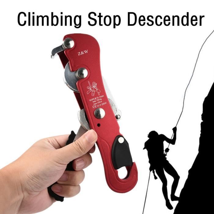 Descendeur D'Escalade Automatique 150 Kg – Frein Stop Double Sécurité Pour Cordes 10-12 Mm – Équipement Rappel & Assurage