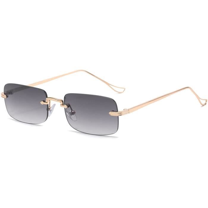 Lunette de Soleil Femme Homme Rectangulaires Retro Vintage Lunettes Sans Monture Metal UV400 818 Achat Vente lunettes de soleil Cdiscount