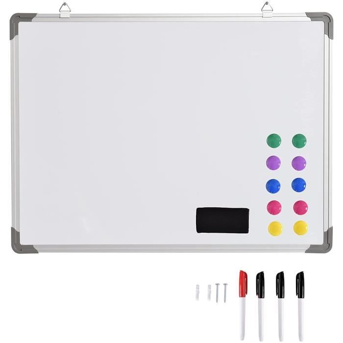 Tableau blanc aimante magnetique cadre aluminium 60x45cm A15