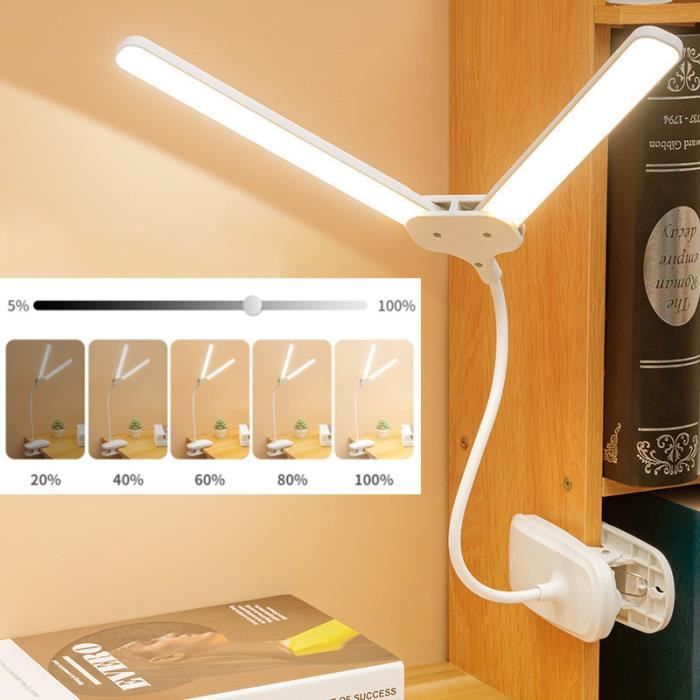 Lampe de bureau à pince Lampe de table LED à intensité variable intensité variable à 360 ° pour protecti