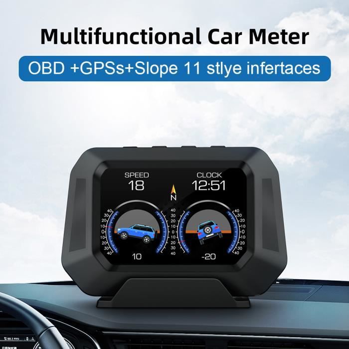 Inclinomètre Digital GPS Pour Voiture - Affichage Angle, Vitesse, Altitude - DC10V-30V - MotoCoche