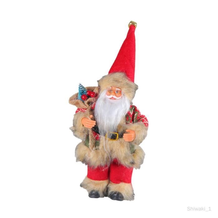Père Noël Statue – Décoration De Noël En Plastique Blanc – 32x17,5x12 Cm