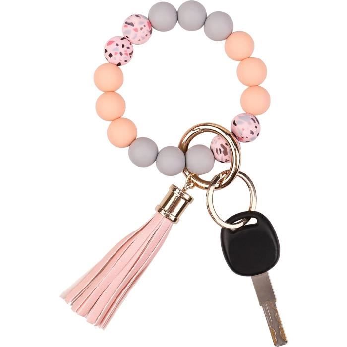 Porte-clés Bracelet Perlé En Silicone - Multifonction Pour Maison, Voiture - Neuf