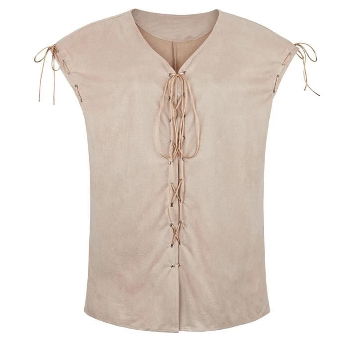 Gilet Cosplay Médiéval – Costume Pirate Ou Chevalier – Noir, Tissu, Taille Unique