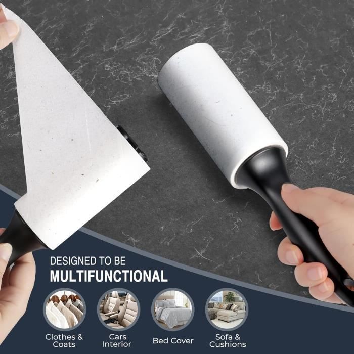 Rouleau Adhesif Vetement,Rouleau Poils Animaux,6 Rouleaux +1 Poignée