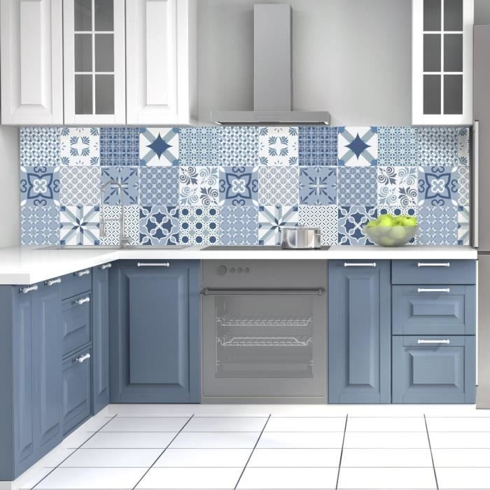 24 Stickers Carrelage Marocain 15x15 Cm - Autocollants Muraux Imperméables PVC Style Oriental Cuisine Salle De Bain