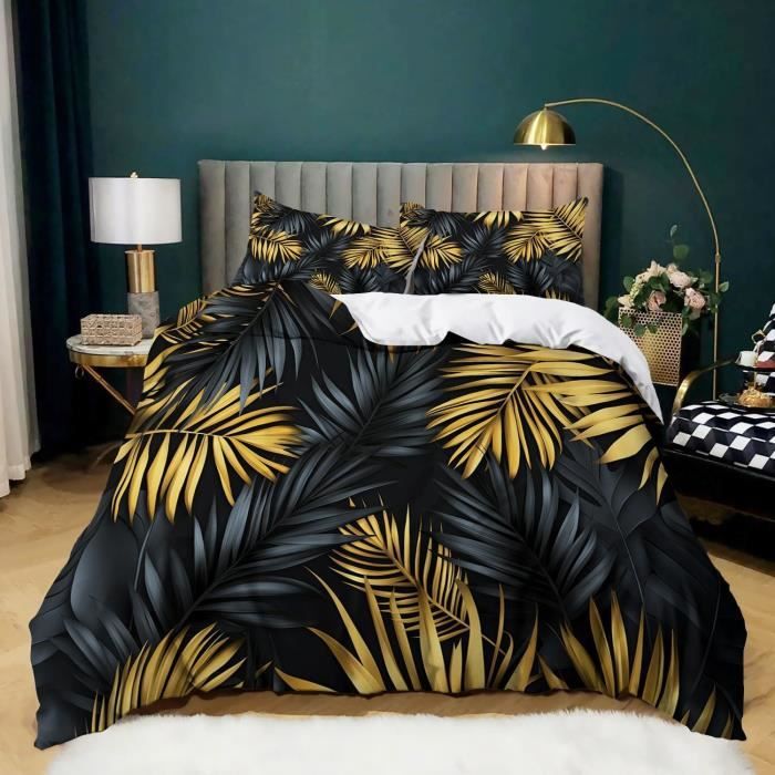 Parure de lit 3 pièces avec housse de couette et taies d'oreiller en microfibre Motif floral 002 Camel_AU King size Parure de lit 3 pièces avec housse de couette et taies d'oreiller en microfibre Motif floral 002 Camel_AU King size