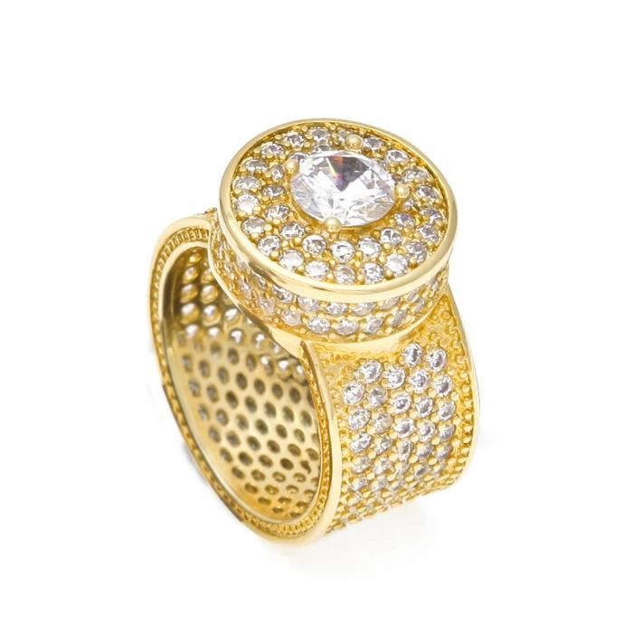 Classique Hip Hop Hommes Placage D Or Zircon Grosse Bague Tendance
