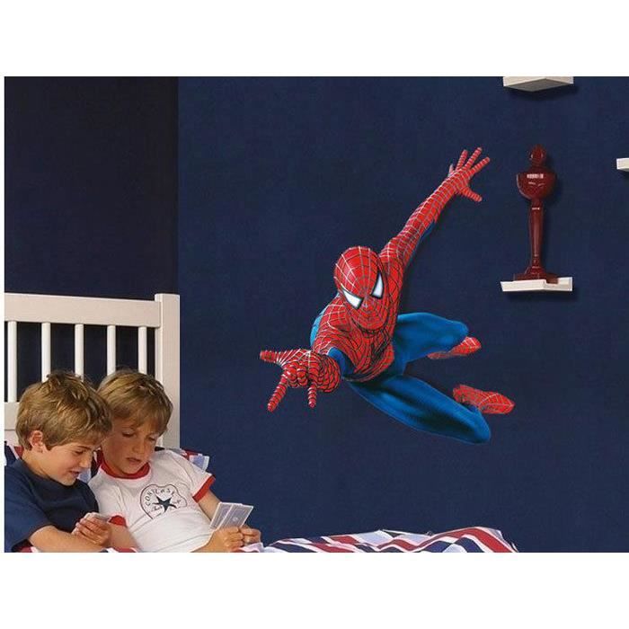 MAXI GEANT STICKER MURAL SPIDERMAN 3D 90x110 CM Cdiscount Maison