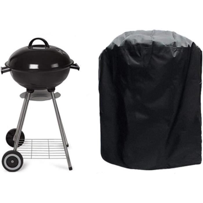 Housse De Protection Imperméable Pour Barbecue Rond - Dimensions 63 X 88 Cm, Noire, Avec Sac De Rangement