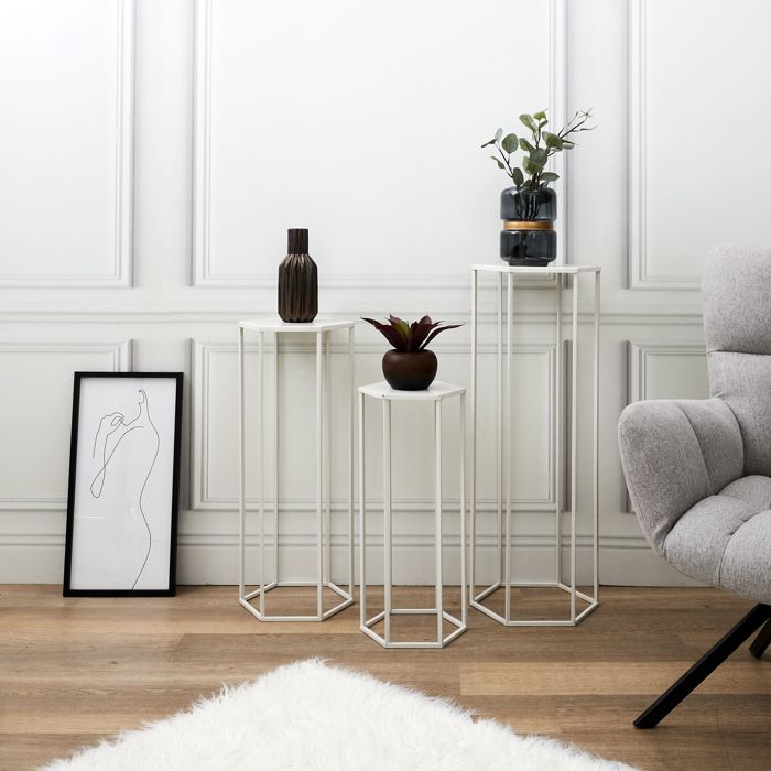 Sellette - Home Deco Factory - Gigogne - Métal - Blanc