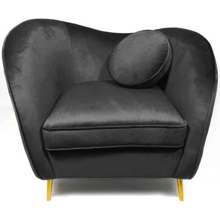 legend fauteuil velours pieds metal or noir achat vente fauteuil velours metal cdiscount