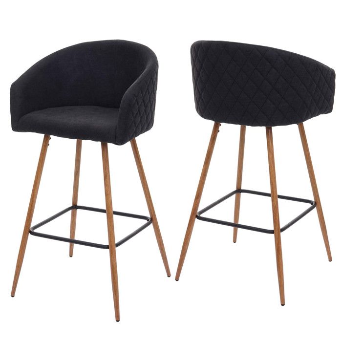 2x tabouret de bar HWC-D72 chaise bar/comptoir avec dossier tissu - gris anthracite 2x tabouret de bar HWC-D72 chaise bar/comptoir avec dossier tissu - gris anthracite