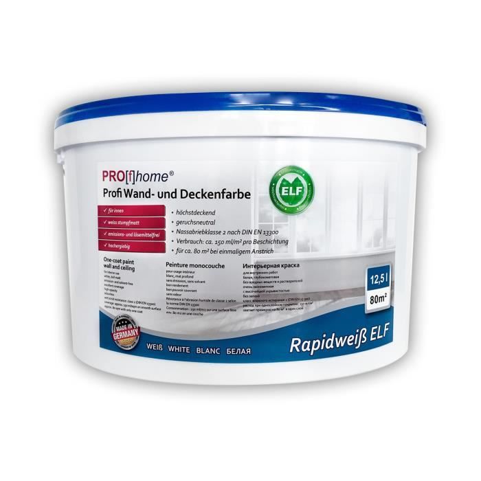 Peinture Mur Et Plafond Profhome Peinture Pour Interieurs Resistante A L Abrasion Blanche Mate 12 5 L Rend Max 85 M2 Achat Vente Peinture Vernis E Delux 300 32 Cdiscount