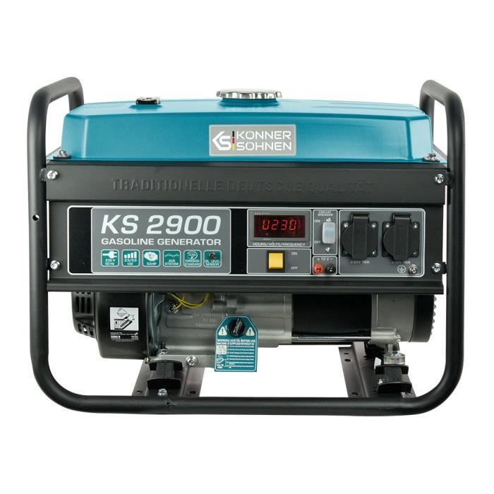 Groupe électrogène à essence KS 2900 Könner & Söhnen puissance max 2900W, régulateur de tension automatique (AVR), affichage LED.