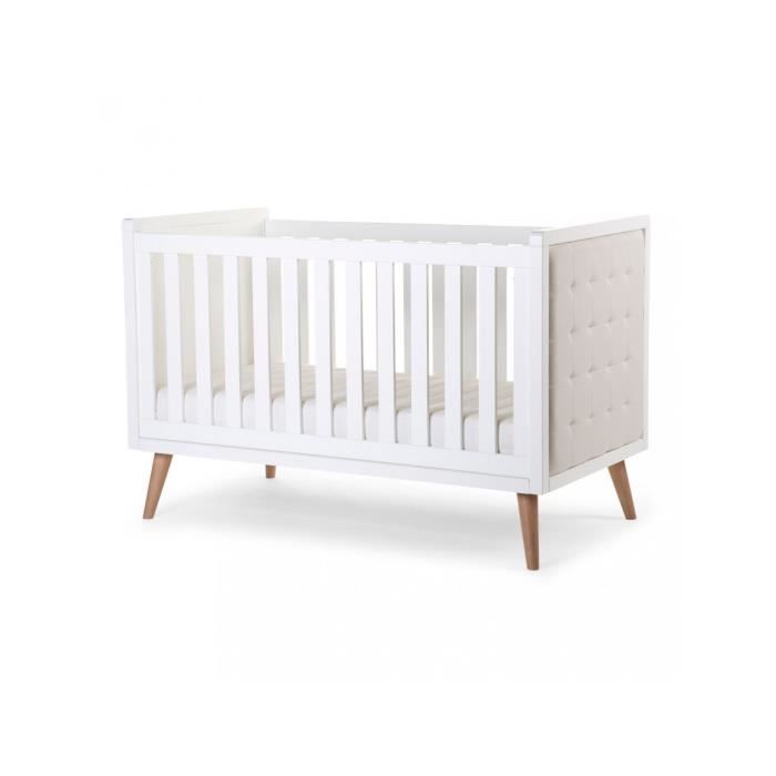 Lit Bebe Evolutive 70 X 140 Cm En Mdf Coloris Blanc Avec Pieds En Bois Blanc Blanc Cdiscount Pret A Porter