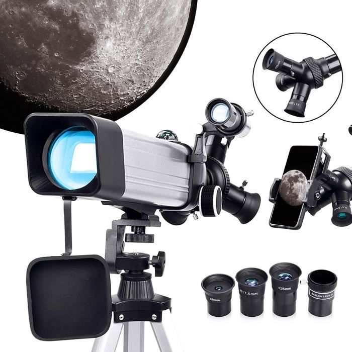Télescope Astronomique Débutant 500/70mm - Lunette Réfracteur Avec Trépied, Adaptateur Smartphone Et 3 Oculaires (jusqu'à 200x) - Pour Observer La Lune, Planètes, Paysages - 11