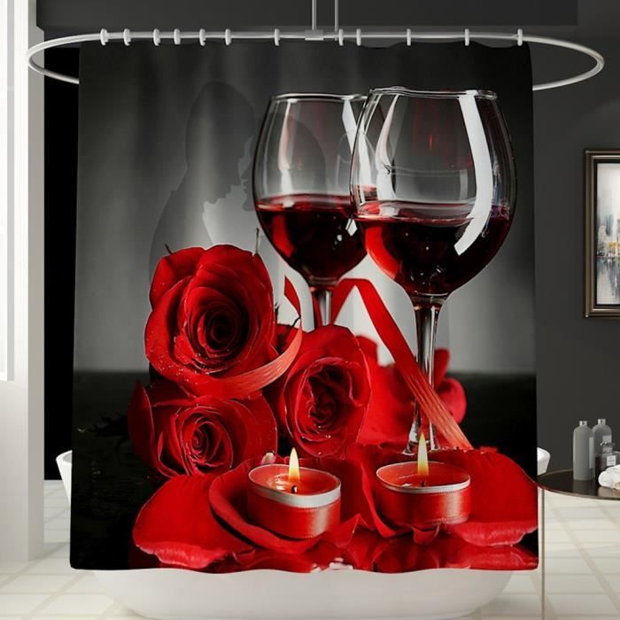 rideau de douche en verre de vin rose rouge design elegant 72x72 pouces salle de bain rideau impermeable decoratif maison hotel ri achat vente rideau de douche cdiscount