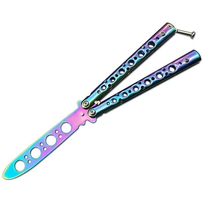 Couteau Papillon D'Entraînement Non Tranchant - Lame En Acier - Pour Débutants Et Arts Martiaux Balisong Non Tranchant Pratique