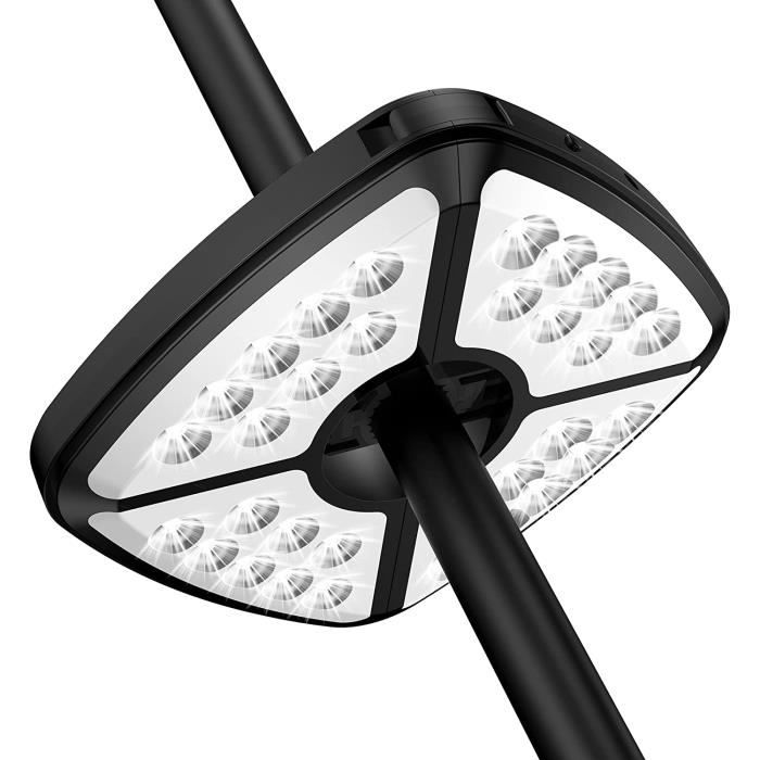 Lampe Parasol - Rechargeable - 32 LED - 2 Modes Éclairage - Noir - Adulte