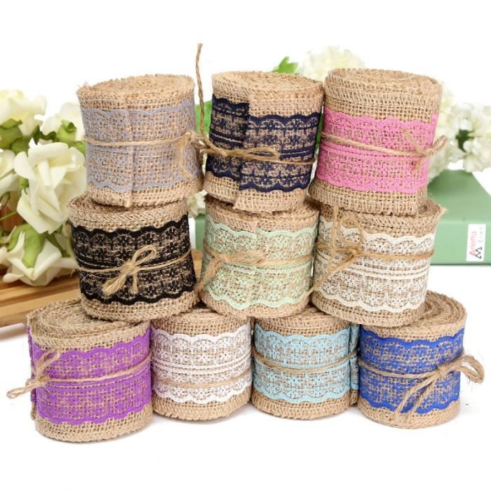 Ruban Toile Natural Jute Rouleau Bord DIY Décor Mariage Maison Blanc