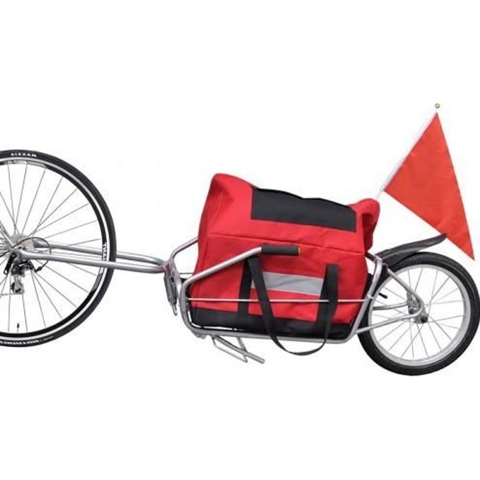 Remorque de vélo à une roue VIDAXL - Charge maximale de 40 kg - Rouge et noir