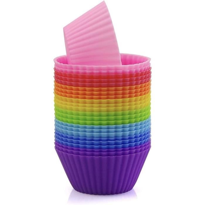 Lot De 100 Moules à Muffins En Silicone GOYADA - 4 Couleurs (Blanc, Cyan, Bleu, Bleu Foncé) - Réutilisables