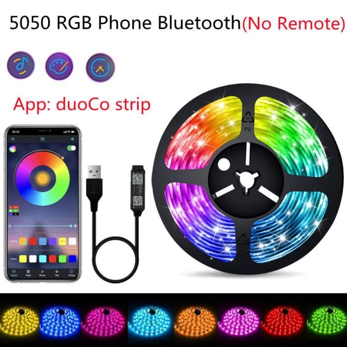 BANDE LED,Ws2812 Bluetooth 15m Bande Lumineuse LED RGB 5050 Bluetooth USB Flexible pour Chambre