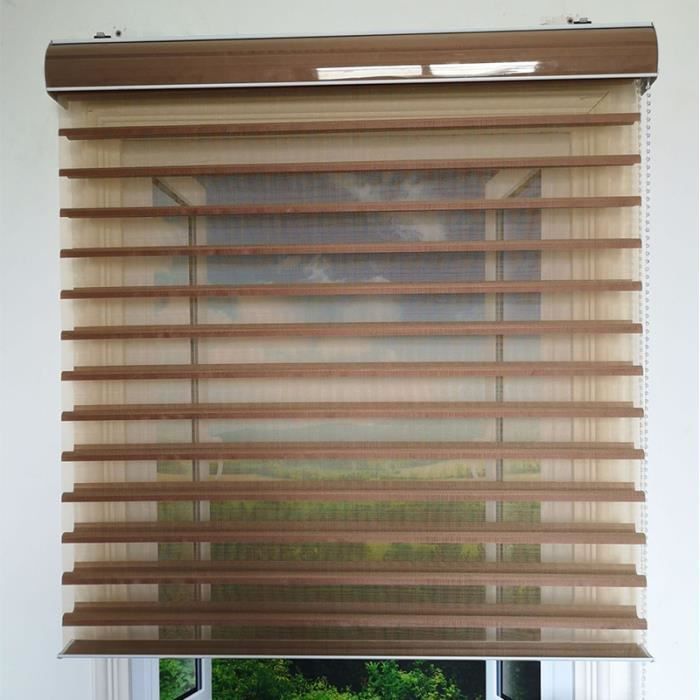 store enrouleur jour nuit sans percage 45 x 160 cm marron store tamisant de fenetre pour chambre salon cdiscount maison