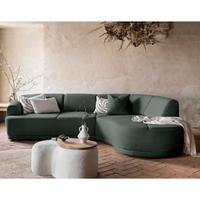 Canapé d'angle 5 places Tissu Contemporain Confort Vert