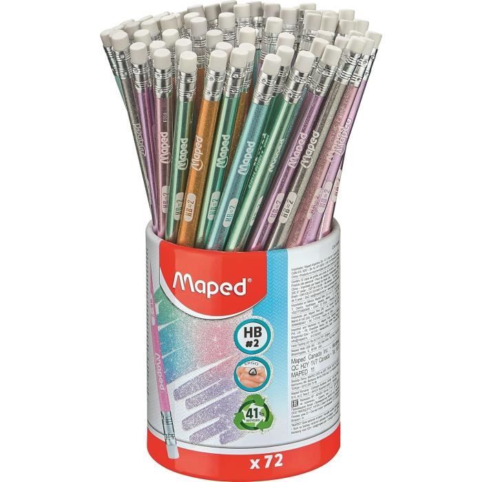 72 Crayons Graphite Hb Black’Peps Glitter Avec Gomme - Corps Décoré ...