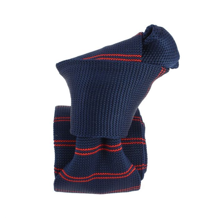 CRAVATE RAYÉE EN TRICOT Marine - M2 Boutiques
