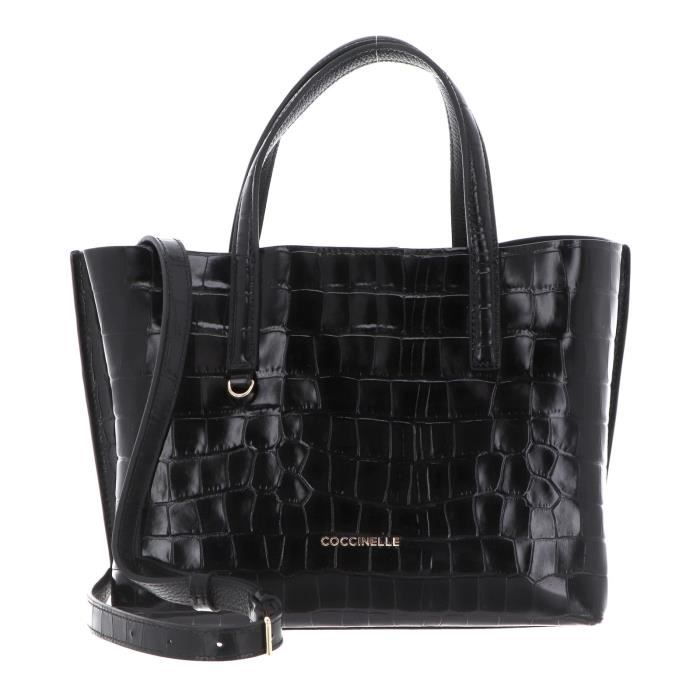COCCINELLE Matinee Croco Shiny Soft Handbag Noir 142692 sac