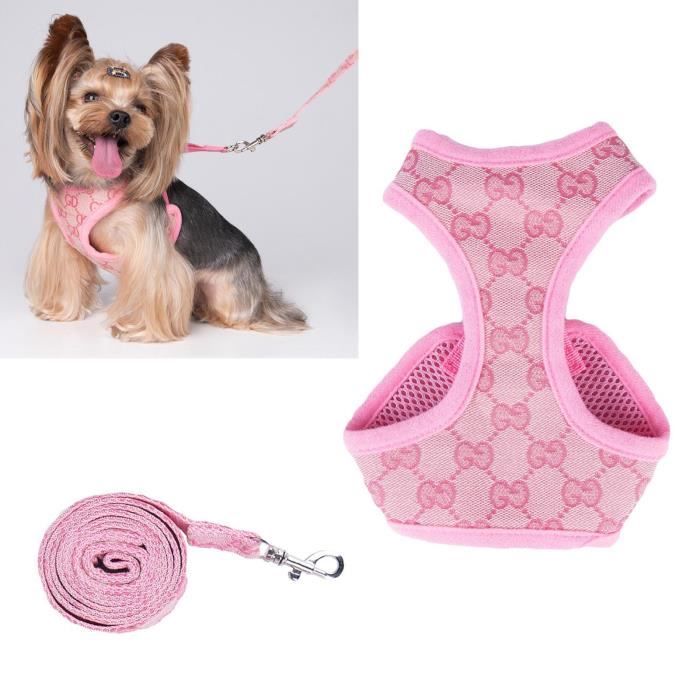 Comparer les prix de Drfeify Laisse de harnais pour chien Harnais pour animaux de compagnie, laisse en Polyester, animalerie collier Rosé L(90g/3. 106976