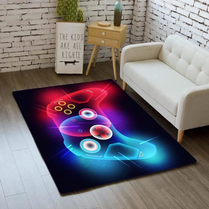 Tableau Toile Néon Manette De Jeu - Décoration Chambre Gamer, Ado, Enfant - 80x40 Cm, Impression Haute Qualité - Poster Murale Lumineux