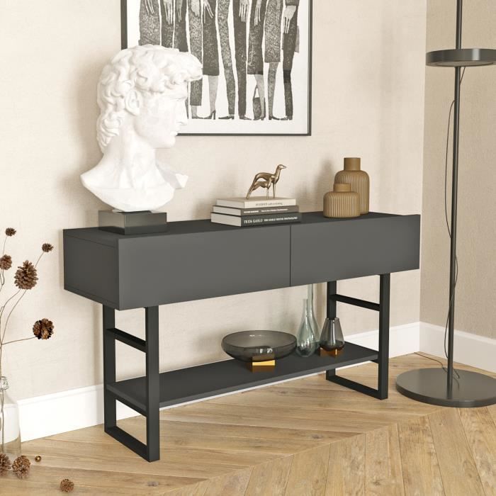 Table console Lappeenranta 76 x 139 x 43 cm anthracite noir