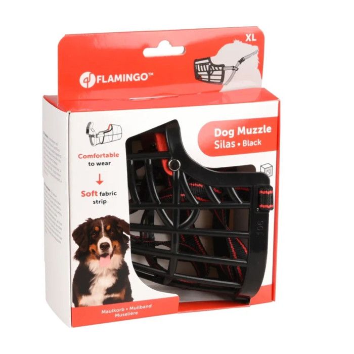 Meilleurs prix pour Flamingo - Muselière SILAS XL noir 40 cm 44-59 cm. pour chien.