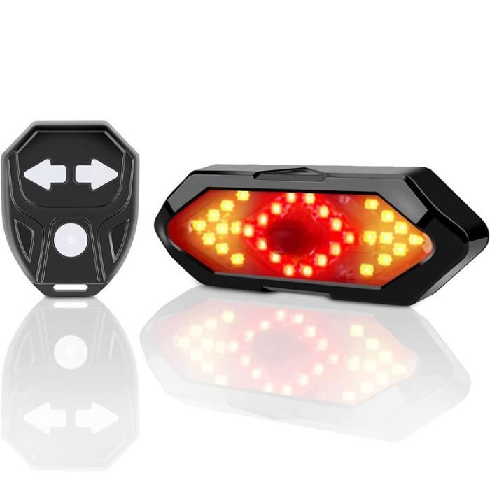 Clignotant Velo et Feu Arriere avec Effets Sonores Telecommande sans Fil 5 Modes d eclairage differents Rechargeable Facile a In