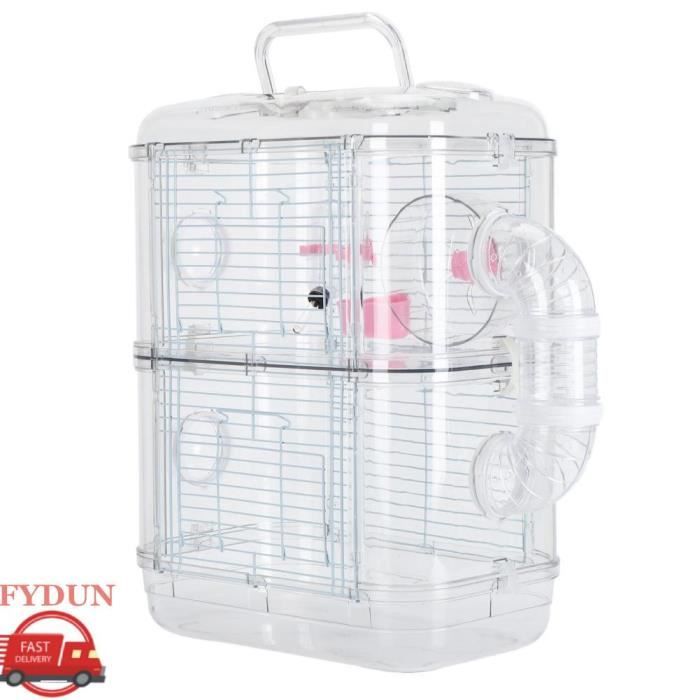 Comparer les prix de FYDUN Cage du hamster Hamster Cage Double couche Fer Fil Fun Interactive Mice Small Animal Castle House animalerie cage 2 couches