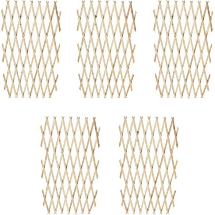 Lot De 3 Treillis De Jardin En Bois Marron - Extensibles Jusqu'à 180 X 60 Cm, Pour Plantes Grimpantes