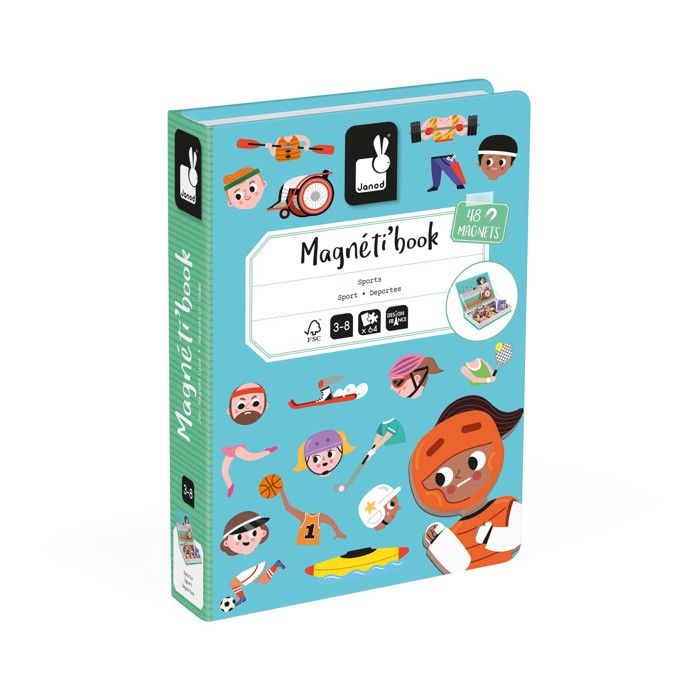 JANOD - Magnéti'Book Sports - 48 Magnets - 16 Cartes Modèles - Jouet Educatif En Carton FSCTM - Dès 3 Ans