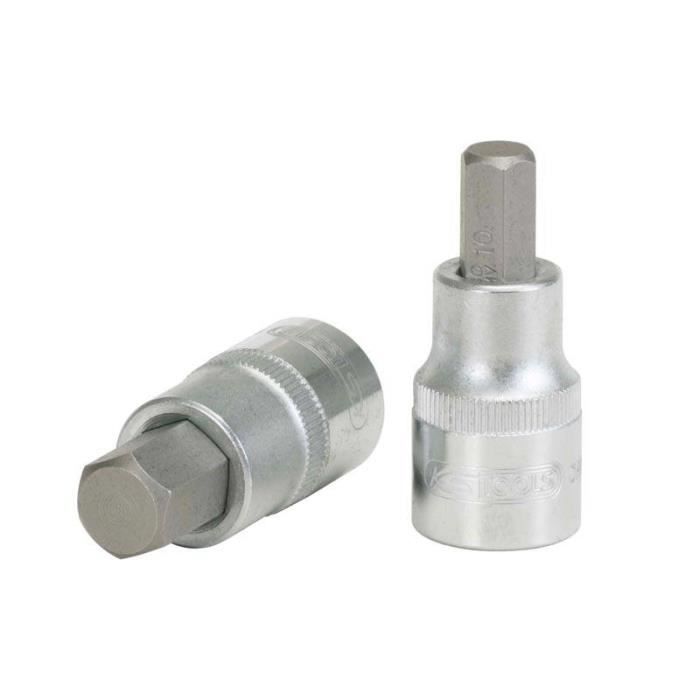 KING TONY Douille Tournevis 6 Pans 1/2" - 10 Mm, Longueur 80 Mm - Embout Acier Chrome Pour Clés à Choc Et Manipulateurs