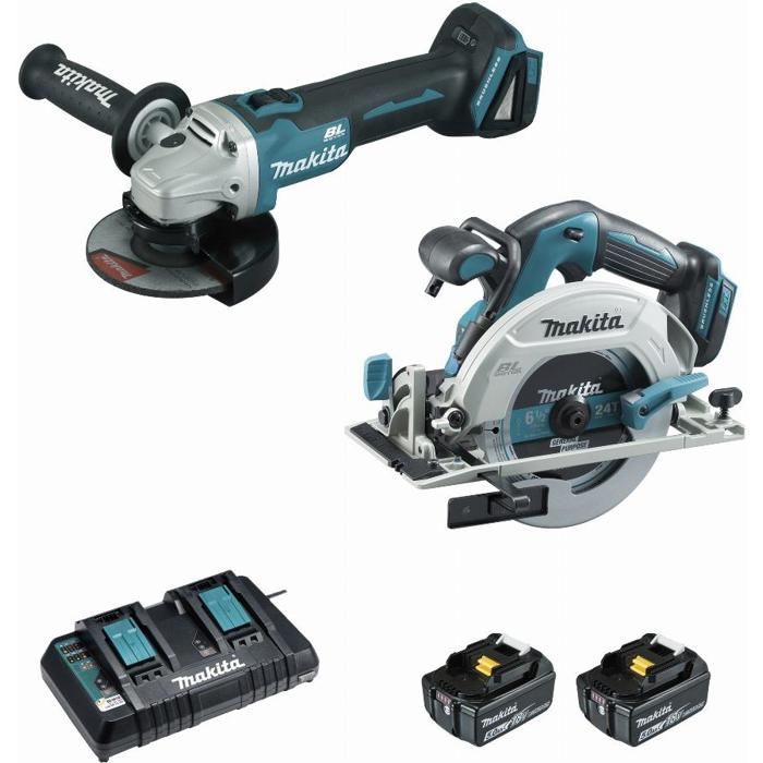 Makita Ensemble de 2 machines 18 V Li Ion 5 Ah DHS680 + DGA506 Makita DLX2277PTJ - vue 2